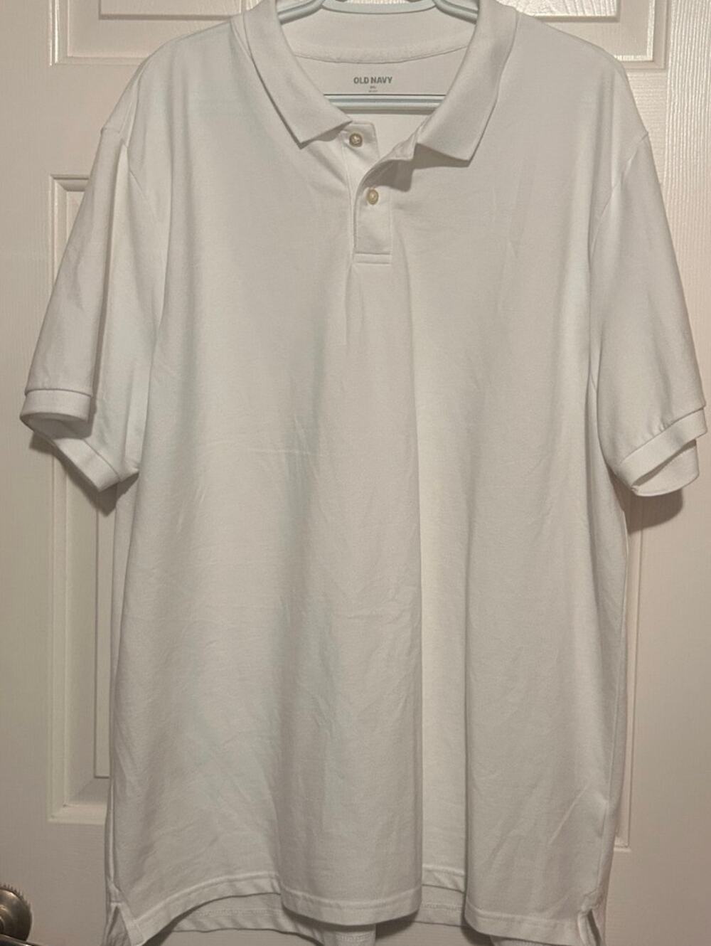 Old Navy Men's Go-Dry White Short Sleeve Quarter Button Shirt Size XXL - Picture 1 of 5